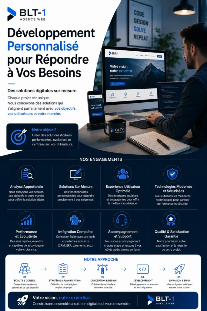 Création de site internet, le meilleur rapport qualité prix 4 Développement Personnalisé pour Répondre à Vos Besoins